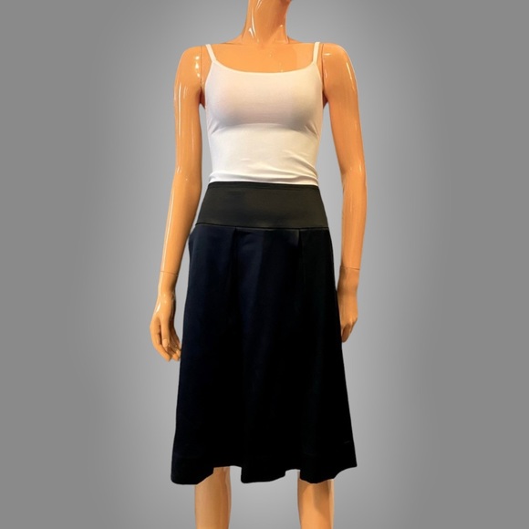 CALVIN KLEIN Vintage 90s Black Silk Box Pleat Skirt